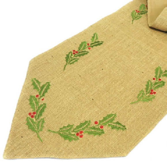 Holiday Burlap Runner Xmas Rustic Decor Classic LG - Picture 1 of 8